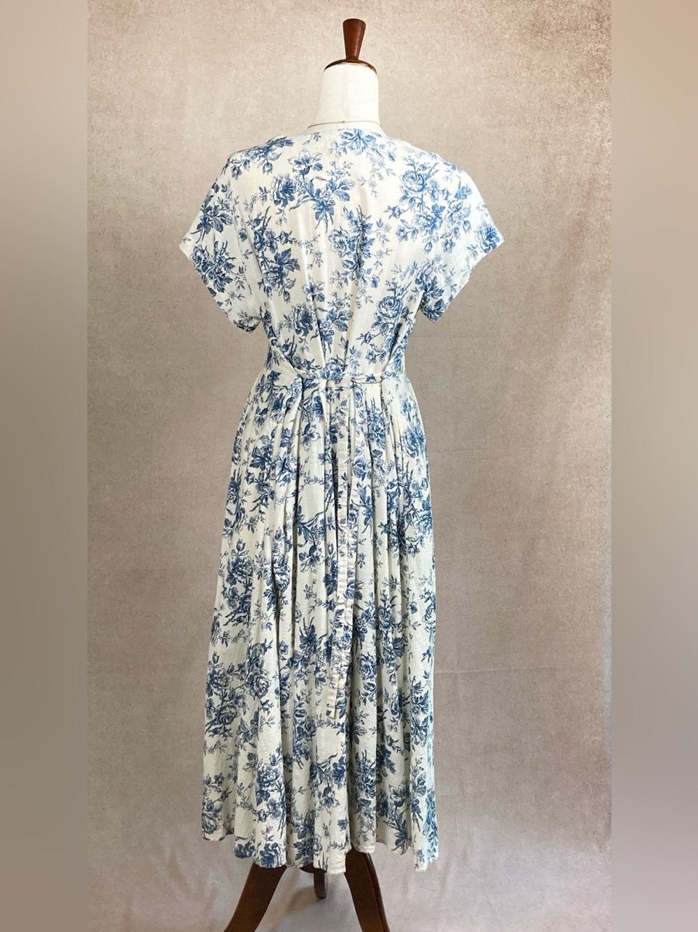 April Cornell Cream Maxi Dress with Blue Floral Print - Picture 6 of 14